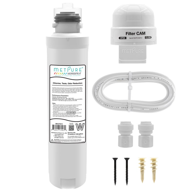 Metpure Versatile Inline MVCTO11-KIT Quick Twist Water Filter 1/4" for Refrigerator, Ice Maker, Coffee Maker, Reduces Bad Taste, Odor, Chlorine in Drinking Water. Complete Kit. - Image 1